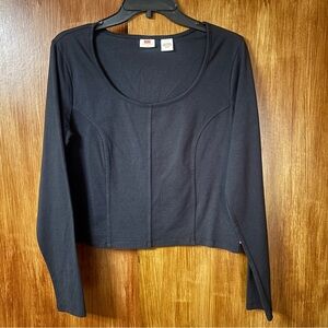 Levi's NWOT Mars Corset Long-Sleeve Tee | Black Cotton Crop Top | Women’s XL